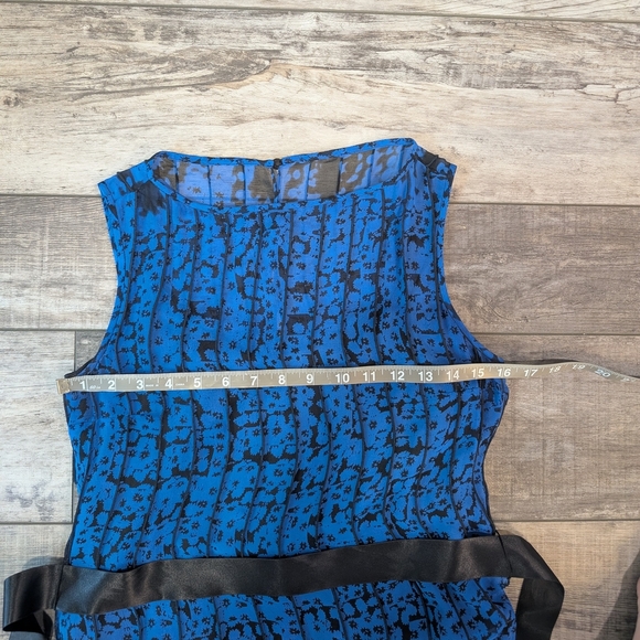 Rickie Freeman for Teri Jon Blue and Black Sheath Midi Dress - Picture 8 of 12